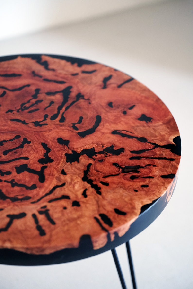 22 Inch Round Burl Wood Coffee Table, Modern Live Edge Side Table ...