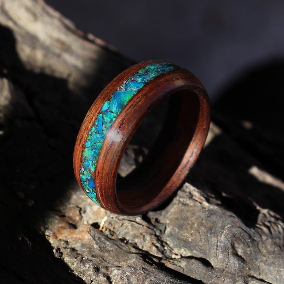 DIY Opal inlaid wood rings