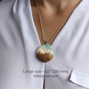 Aurora borealis opal resin and wood jewelry, Northern lights, Wood resin necklace, Resin wood necklace, Gift for Her, 5th Anniversary image 3