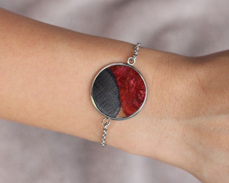 Chain Bracelet Charm Bracelet Adjustable Bracelet FOUR ELEMENTAL DESIGNS Resin Wood Bracelet Bracelets for Women Friendship Bracelet