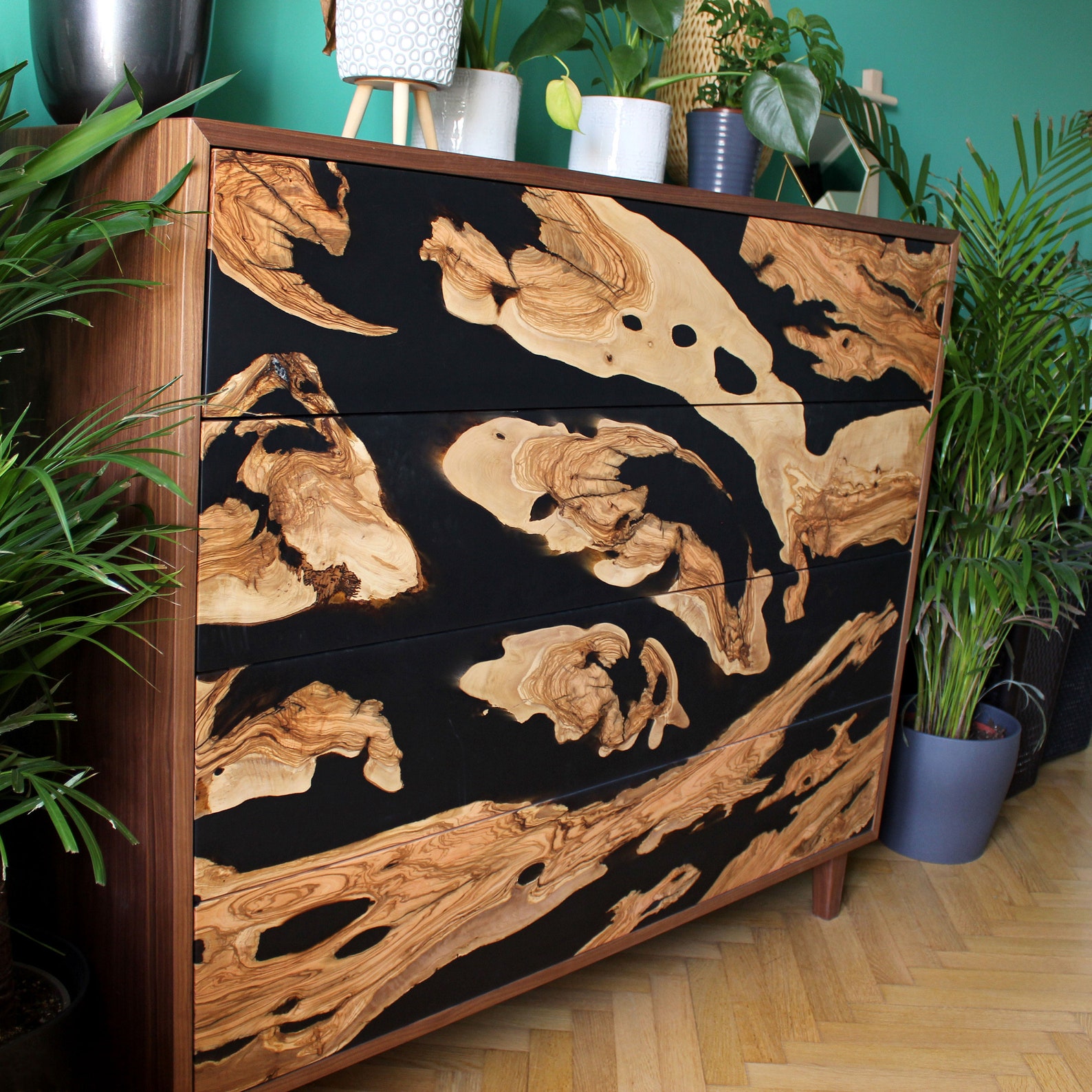 Solid Olive Wood and Epoxy Dresser 4 Drawer Dresser Solid Etsy