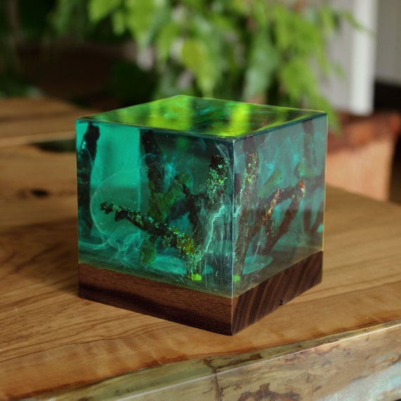 Underwater Decor, Resin and Wood Decor, Ambient Night Light, Resin