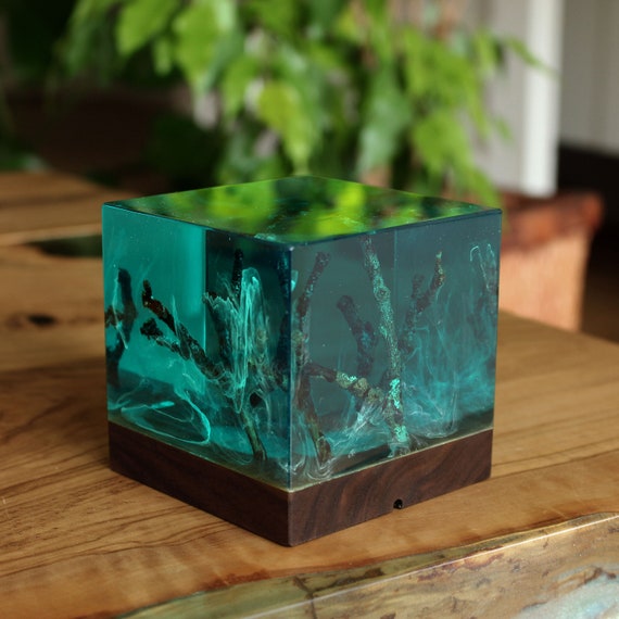 Underwater Decor, Resin and Wood Decor, Ambient Night Light, Resin