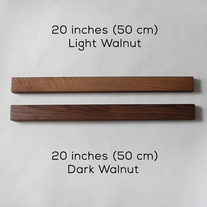 May include: Two wooden magnetic strips, one light walnut and one dark walnut, each measuring 20 inches (50 cm).