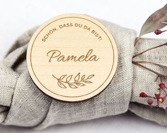 Wooden place card, guest gift, name plate for the wedding, nice that you are here