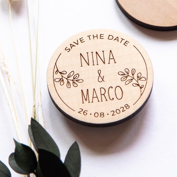 Save the Date Wedding Personalized Wooden Magnets