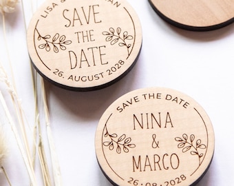Save the Date invitations wedding made of wood with magnet personalized