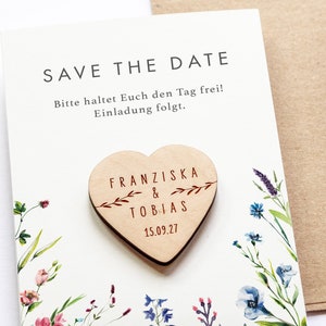 Save-the-Date Karte mit Magnet, Holzdeko Einladung Hochzeit