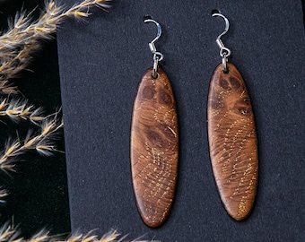 Wooden earrings, lightweight wooden earrings, women's natural jewelry