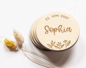 Personalized baptism gifts wooden magnet with baby name