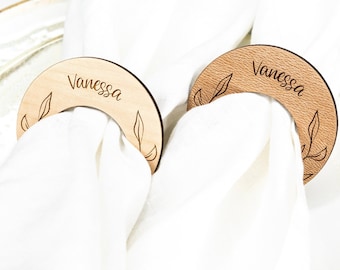Napkin rings made of wood Place cards Wedding or party Personalized guest gift