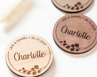 Wooden magnet wedding name plate personalized place card guest gift