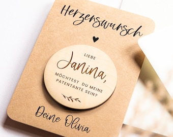 Godmother ask card with magnet, godmother godfather gift, announce pregnancy