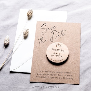 Biglietto salva-data con magnete in legno e busta, carta kraft