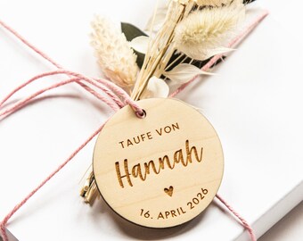 Personalized gift tags, wooden tags, baptism gifts