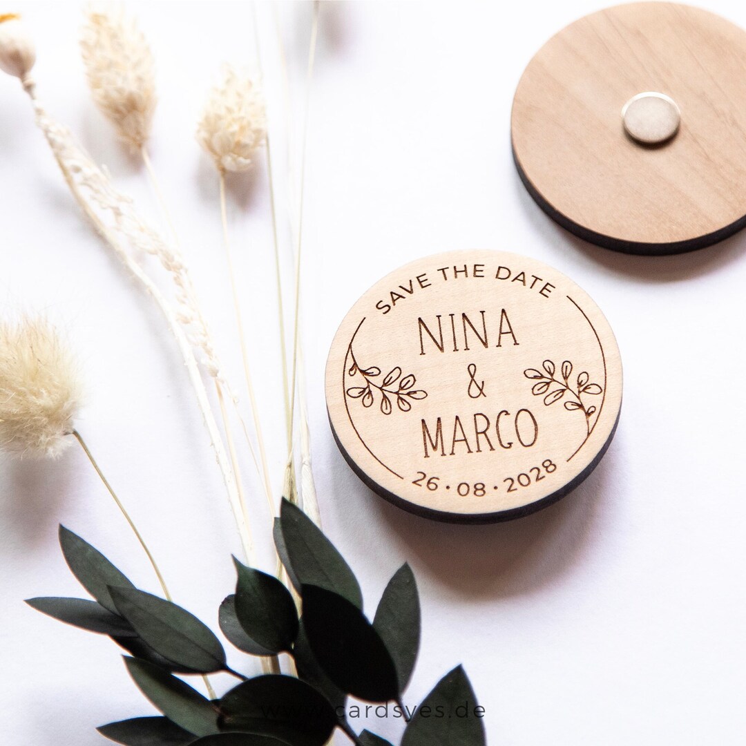 Enregistrer la date de mariage Aimants en bois personnalisés - Etsy France