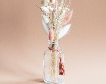 Bouquet de fleurs séchées avec petit vase, ensemble de fleurs séchées, décoration de mariage, petit cadeau