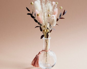 Trockenblumen Mix mit kleiner Vase, Hochzeitsdeko Trockenblumen Set