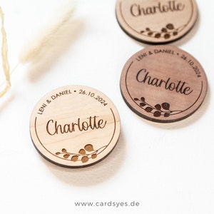Wooden magnet wedding name tag personalized place card guest gift