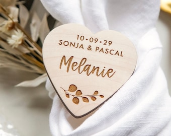 Wedding favor: Place card, name tag, wooden magnet with names