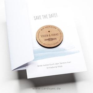 Save the Date houten magneet met kaart bruiloft maritiem