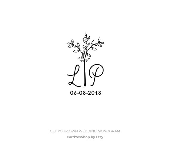 Wedding Monogram With A Personalized Design Diy Wedding Etsy