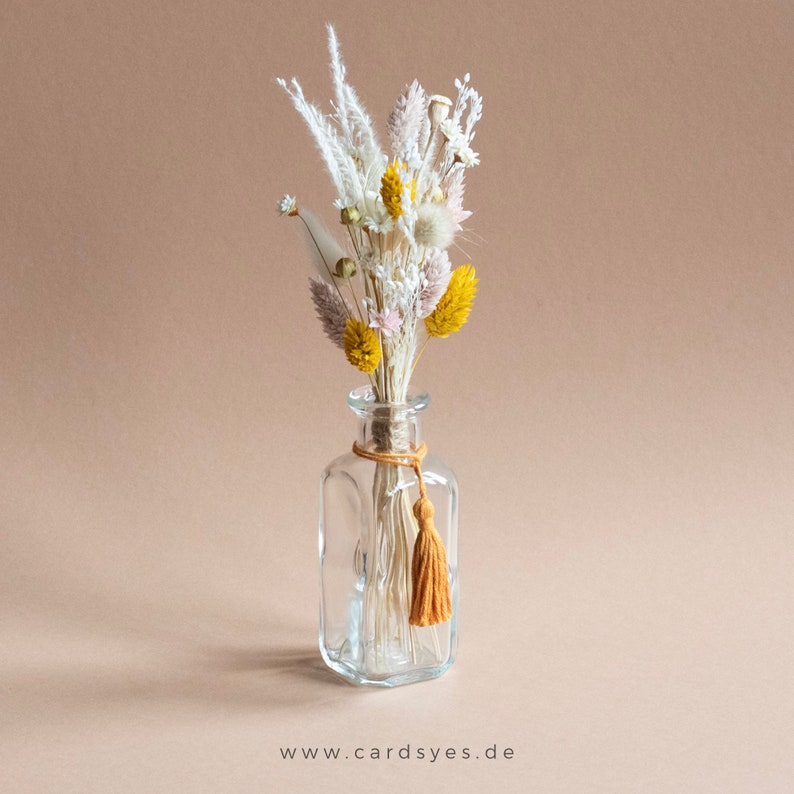 Dried flower bouquet with small vase, dried flower set wedding decoration, small gift image 5