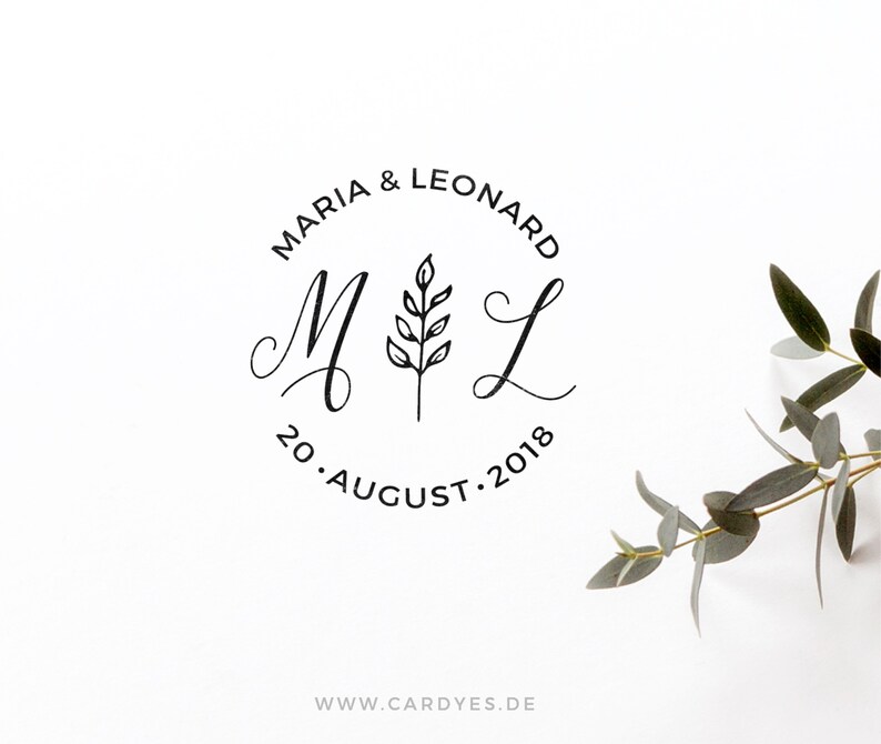 personalized round wooden stamp Monogram wedding stamp