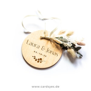 Almohadilla de anillo de boda personalizada, soporte de anillo de madera con flores secas imagen 6