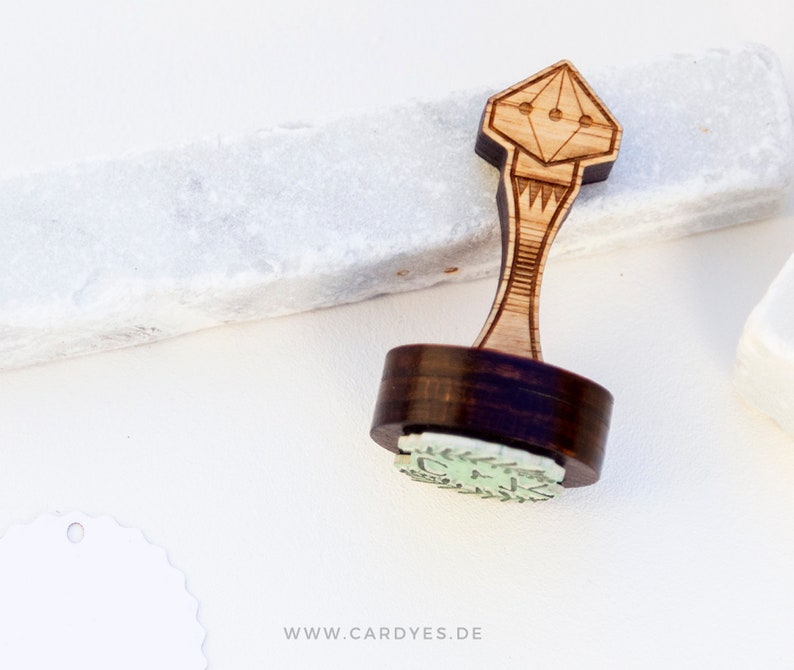 Wedding rubber stamp with calligraphy initials