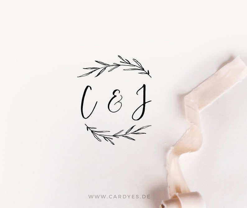 Stempel zur Hochzeit mit Monogramm und Blumenkranz Boho Chic | Etsy