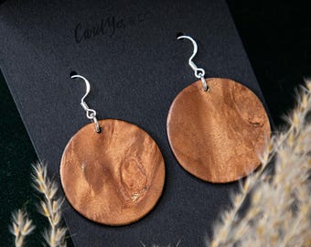 Wooden earrings round wooden jewelry earrings natural jewelry