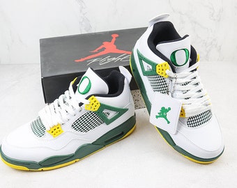 Jordan 4 Retro 'Oregon Duckman' PE WhiteGreen-Yellow For Sale