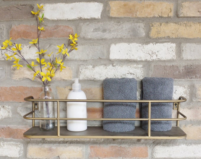 Industrial Retro Style Shelf With Gold Distressed Metal Finish Etsy