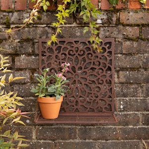 Folding Plant Shelf Distressed Metal Ornate Unusual Plant Holder