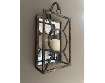 Industrial Mirrored Candle Holder Metal Wall Mounted