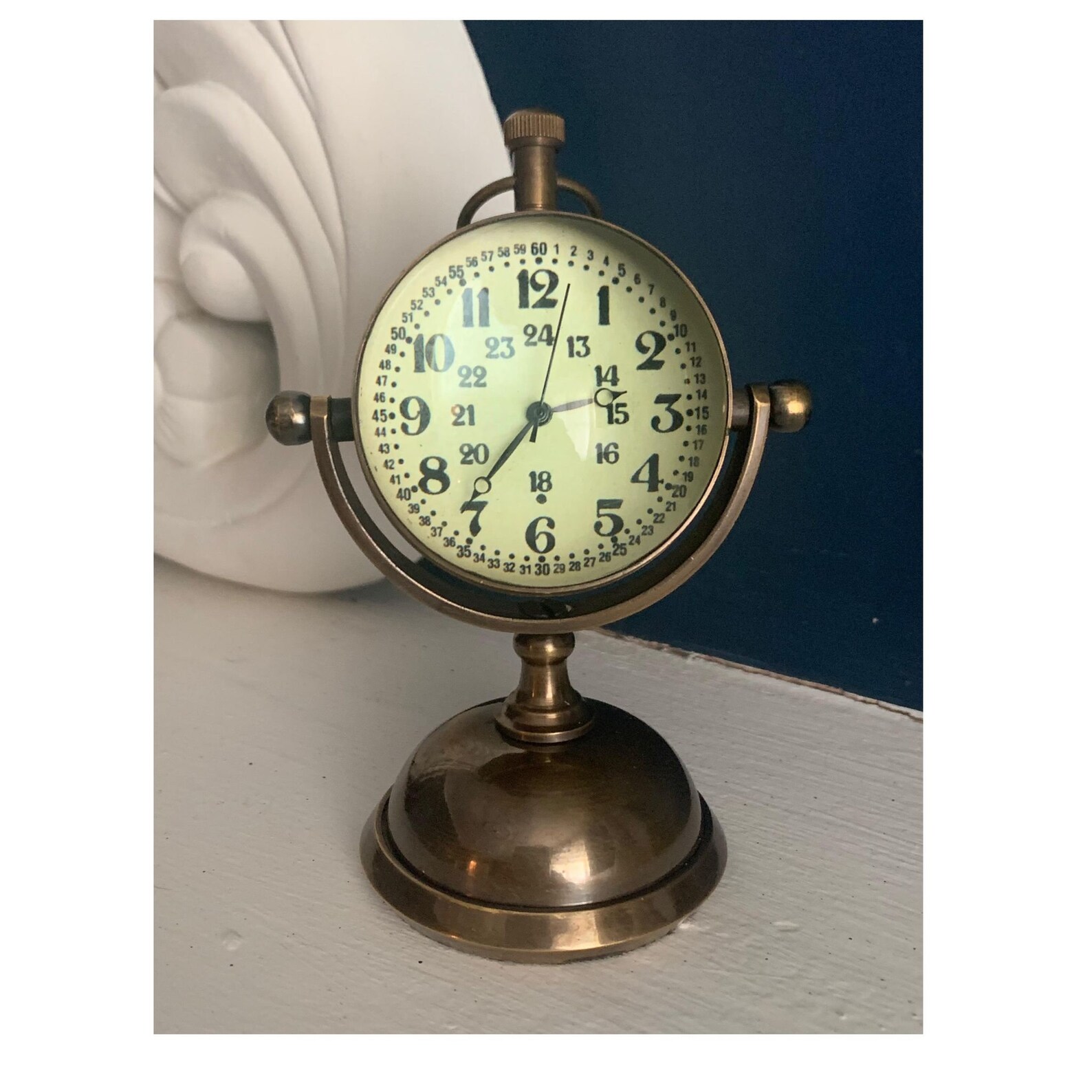 Nautical Desk Clock Vintage Copper with Compass Design Etsy