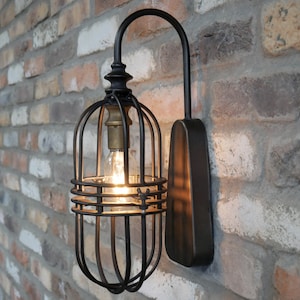 Vintage Industrial Style Battery Operated Cage Wall Light
