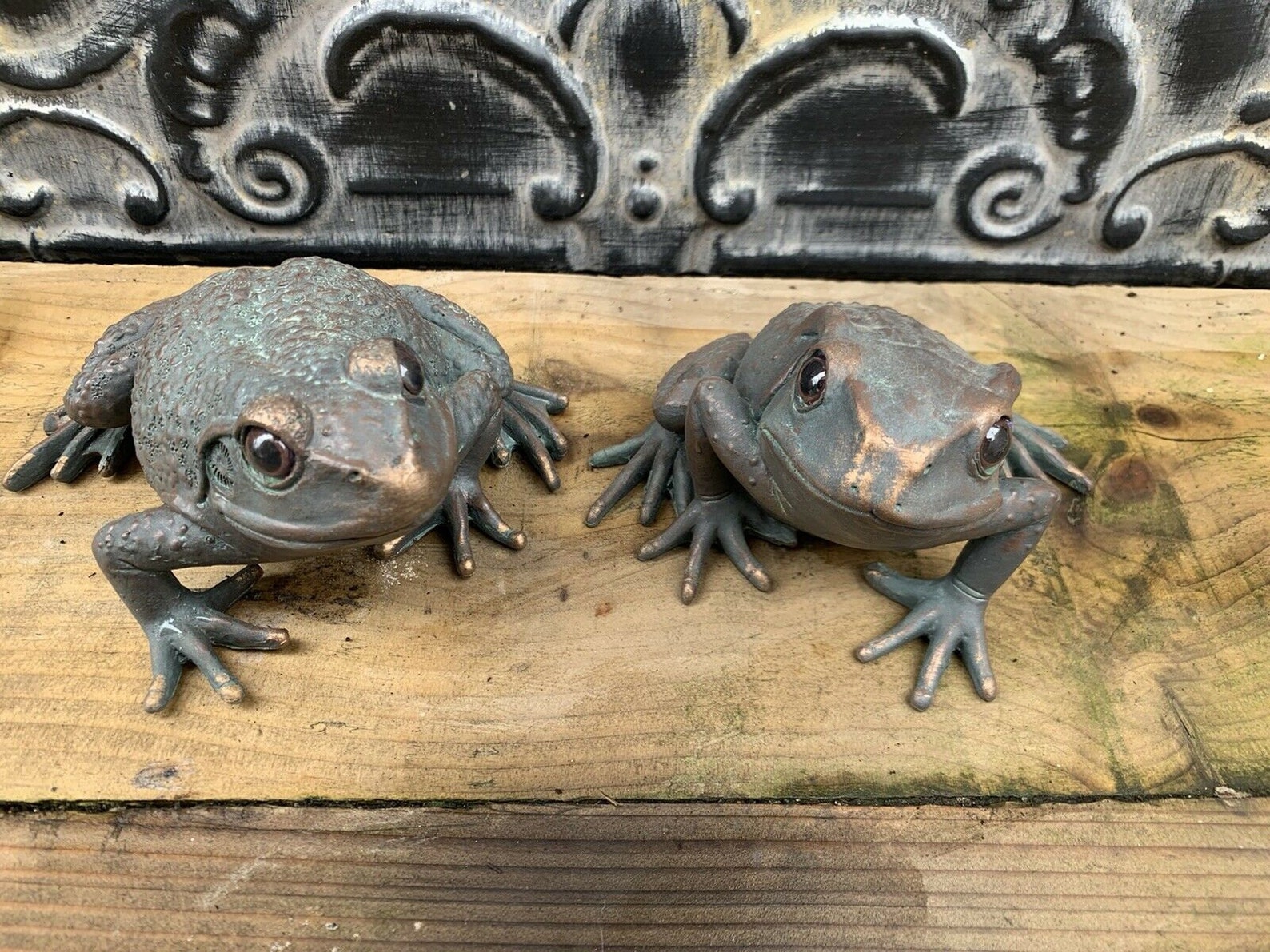 Pair of Frog Garden Ornaments Patio Pond Stream Bronze Etsy UK