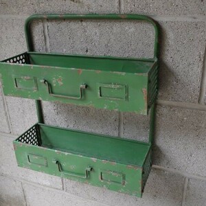 Industrial Vintage Retro Style Storage Unit in Rusty Green Distressed Finish