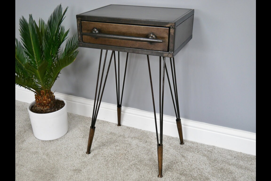 Vintage industrial bedside table discount