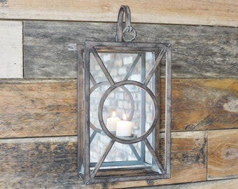 Industrial Mirrored Candle Holder Metal Wall Mounted