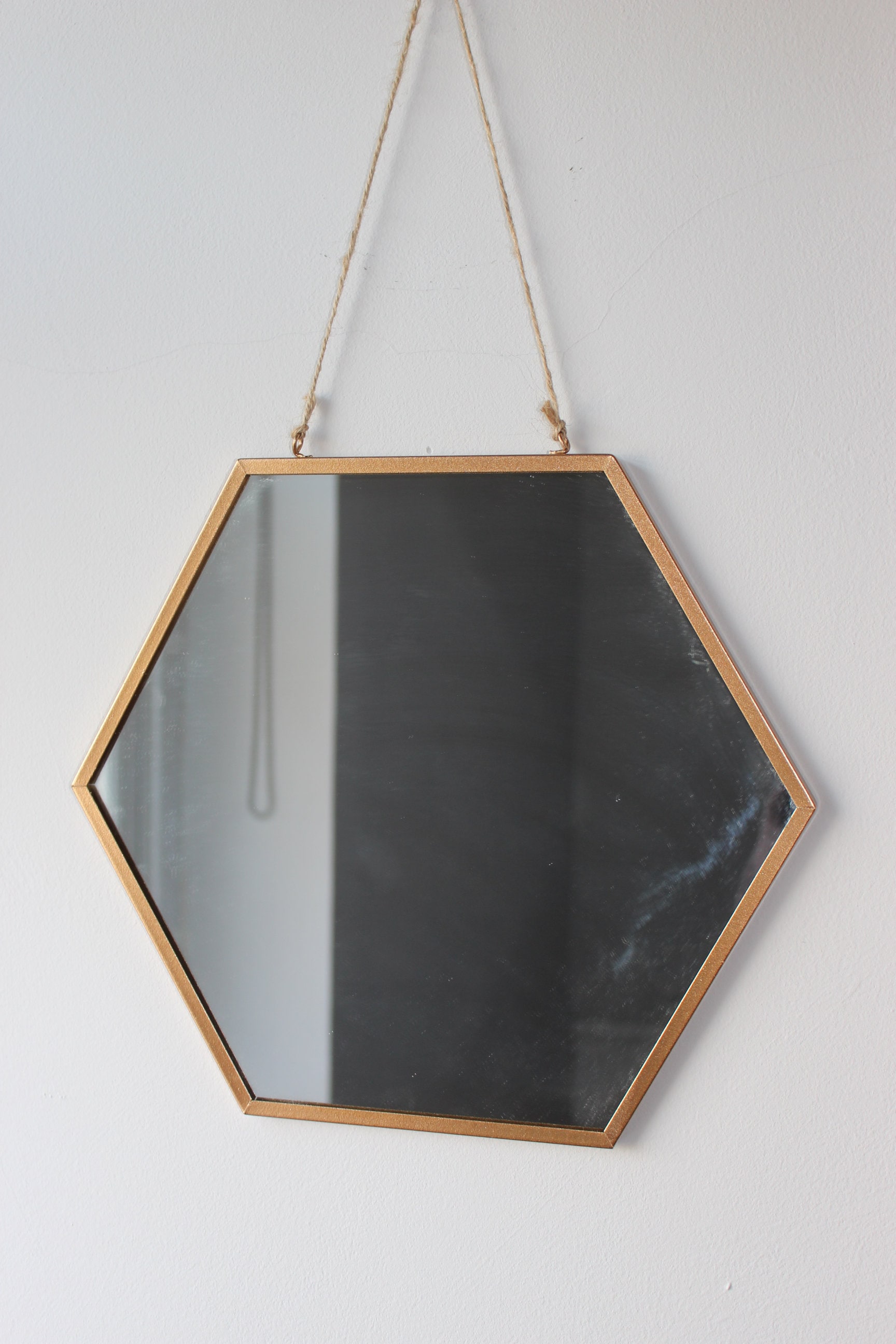 Rose Gold Mirror Hexagonal Rustic Hanging Rope Medium Etsy UK