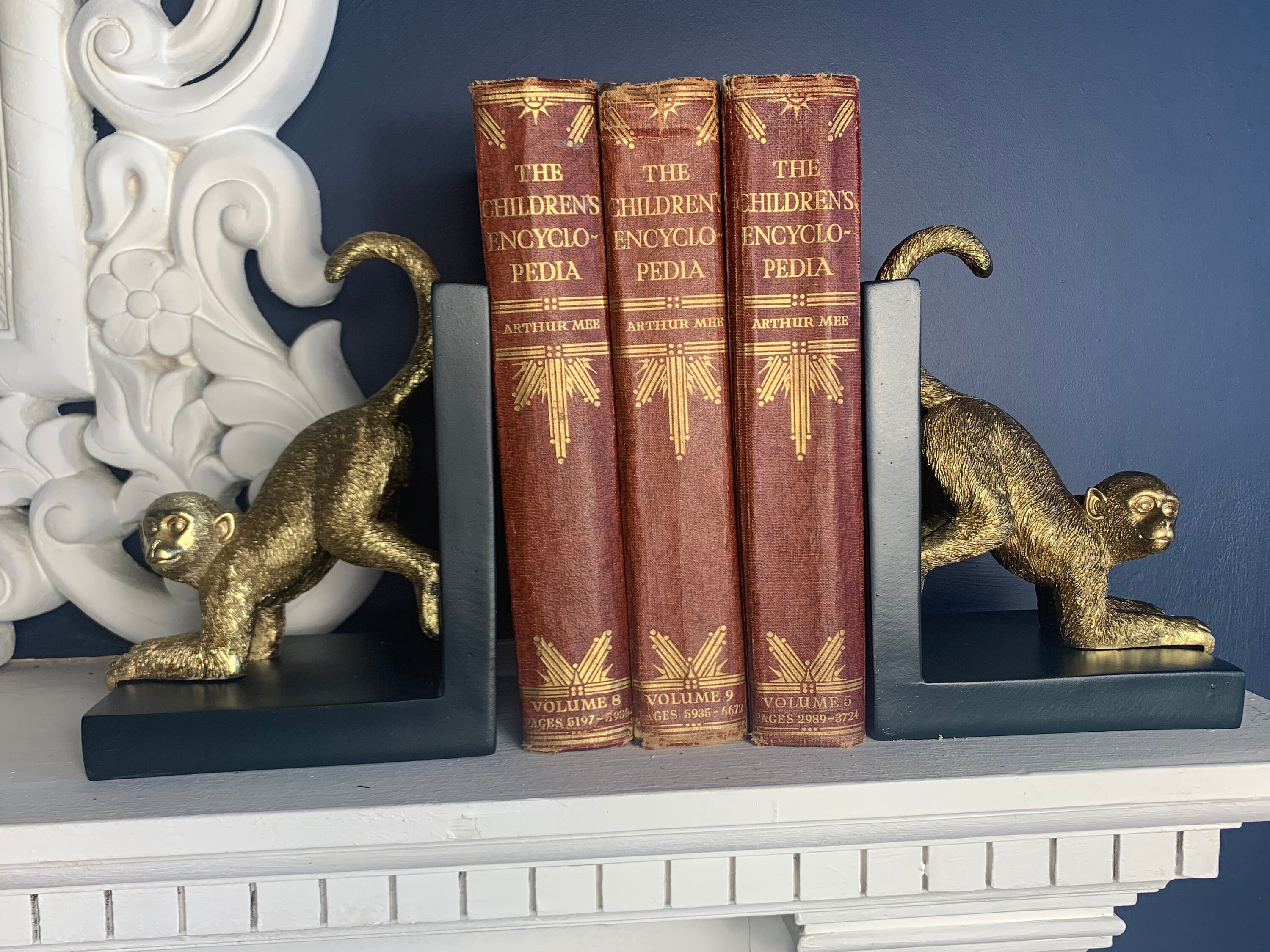 Bookends / Pair of Antique Gold and Black Resin Monkey Etsy