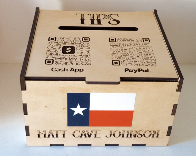 QR Code Tip Box With Painted Logo or Name - Busking Box - Musician Tip ...