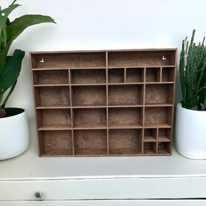 Shadow Box Wooden Display Shelf - Wall Cubby Shelf - Multiple Compartment Sizes -  #1 - Trinket Shelf - Curio Cabinet