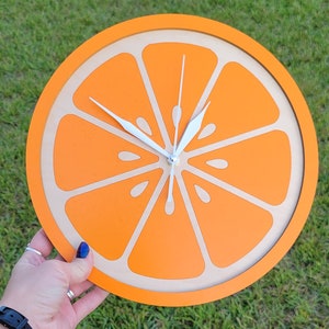 Orange Slice Clock Kitchen Clock Funky Clock Retro Clock Wooden Clock Food Clock Fruit Vegetable Clock Fun Clock Kids Clock image 4