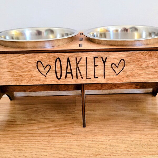 Dog Food and Water Bowl Stand - Pet Accessories - Custom Pet Gift  - Pet Name Dog Name Food Stand - Pet Organization