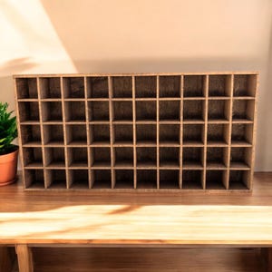 50 Compartment Wooden Display Shelf - 1.5x1.5 - Trinket Shelf - Curio Cabinet
