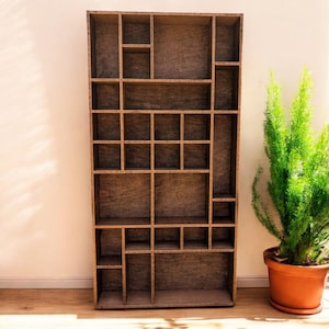 Présentoir en bois à plusieurs compartiments - Présentoir en cristal - Cabinet de curiosités - Présentoir à bibelots - Plateau pour imprimante - Présentoir pour figurines #37